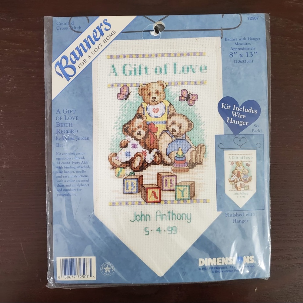 New Dimensions Banners A Gift of Love Birth Record Counted Cross Stitch